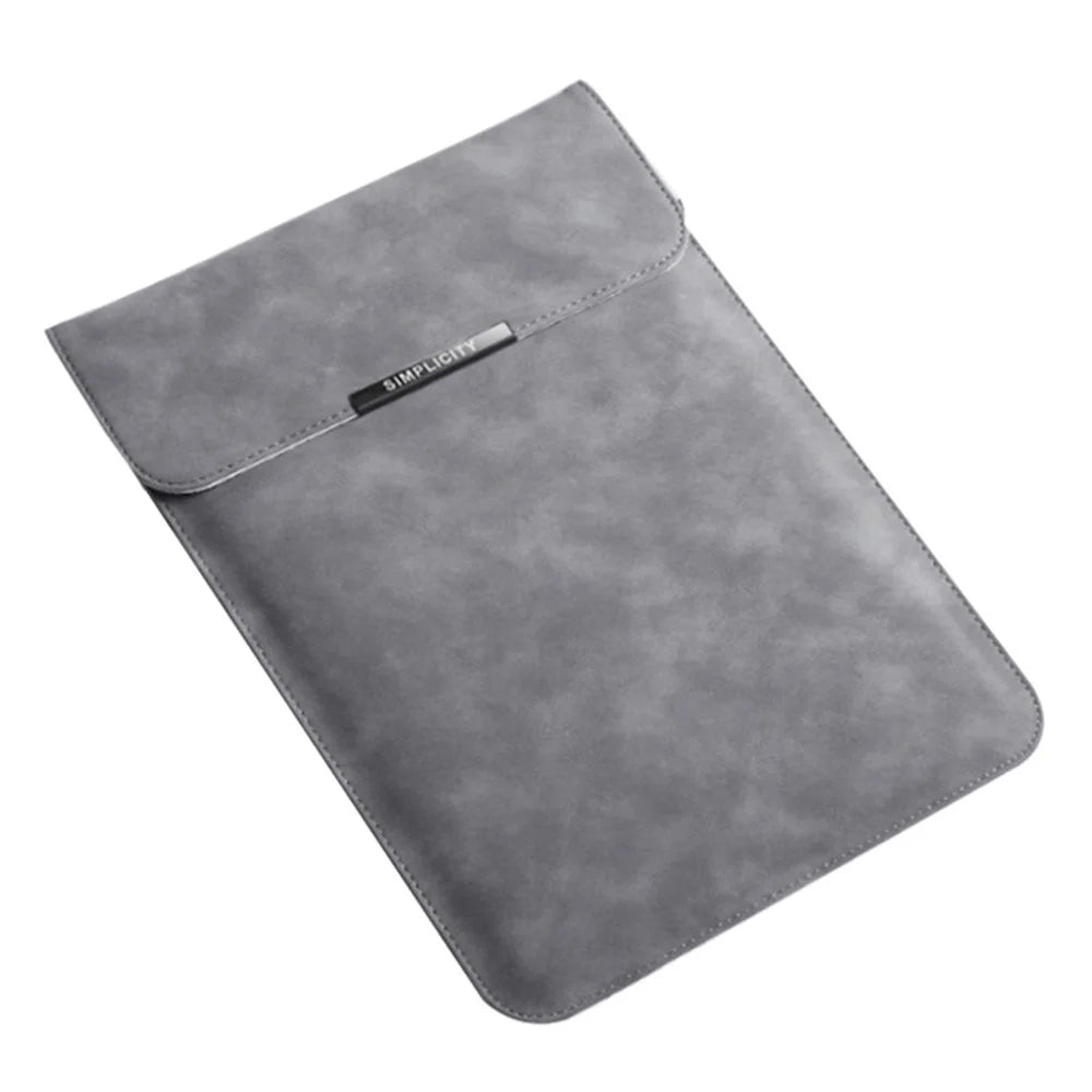 13 / 14 inch Ultra Slim Vertical PU Leather Laptop Bag Shockproof Notebook Sleeve - Grey - 1