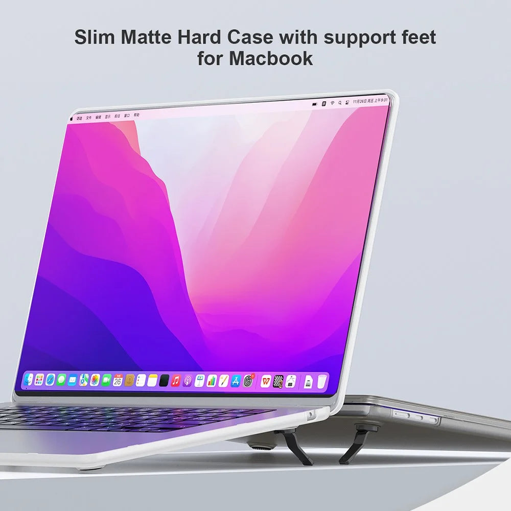 BENWIS MP-SMS For MacBook Air 13 inch (2026) A3449 / (2025) A3240 / (2024) A3113 / (2022) A2681 Case Ultra-Thin Matte Hard Case with Kickstand - Transparent White - 4