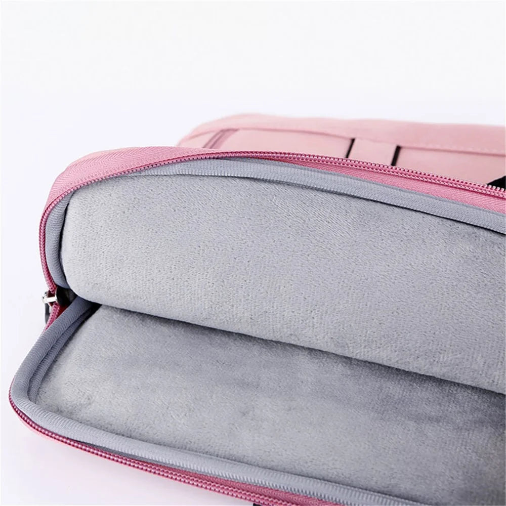 Q5 15-15.6 inch Laptop Anti-scratch Lining Handbag PU Leather Notebook Carrying Bag - Pink - 2