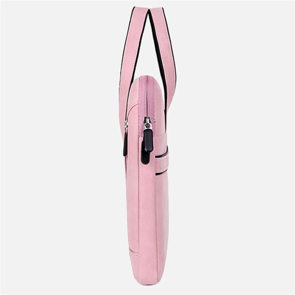 Q5 15-15.6 inch Laptop Anti-scratch Lining Handbag PU Leather Notebook Carrying Bag - Pink - 4