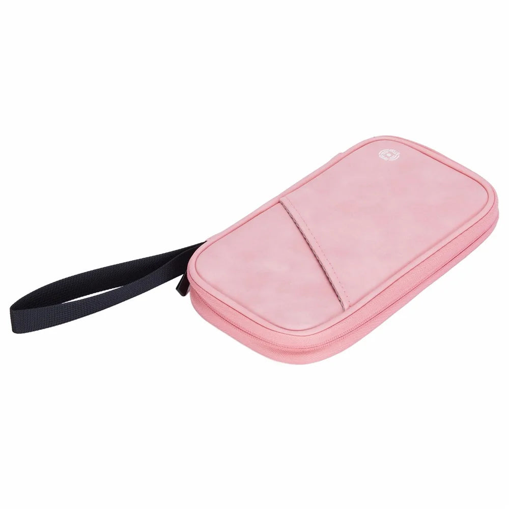PU Multifunctional Phone Accessories Storage Bag, Passport Pouch with Small Hanging Rope - Pink - 2