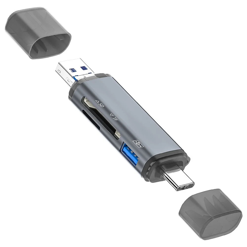 ADS-307 USB / Type-C / Micro Plug SD TF Card U-Disk Reader Data Transfer OTG Adapter - 2