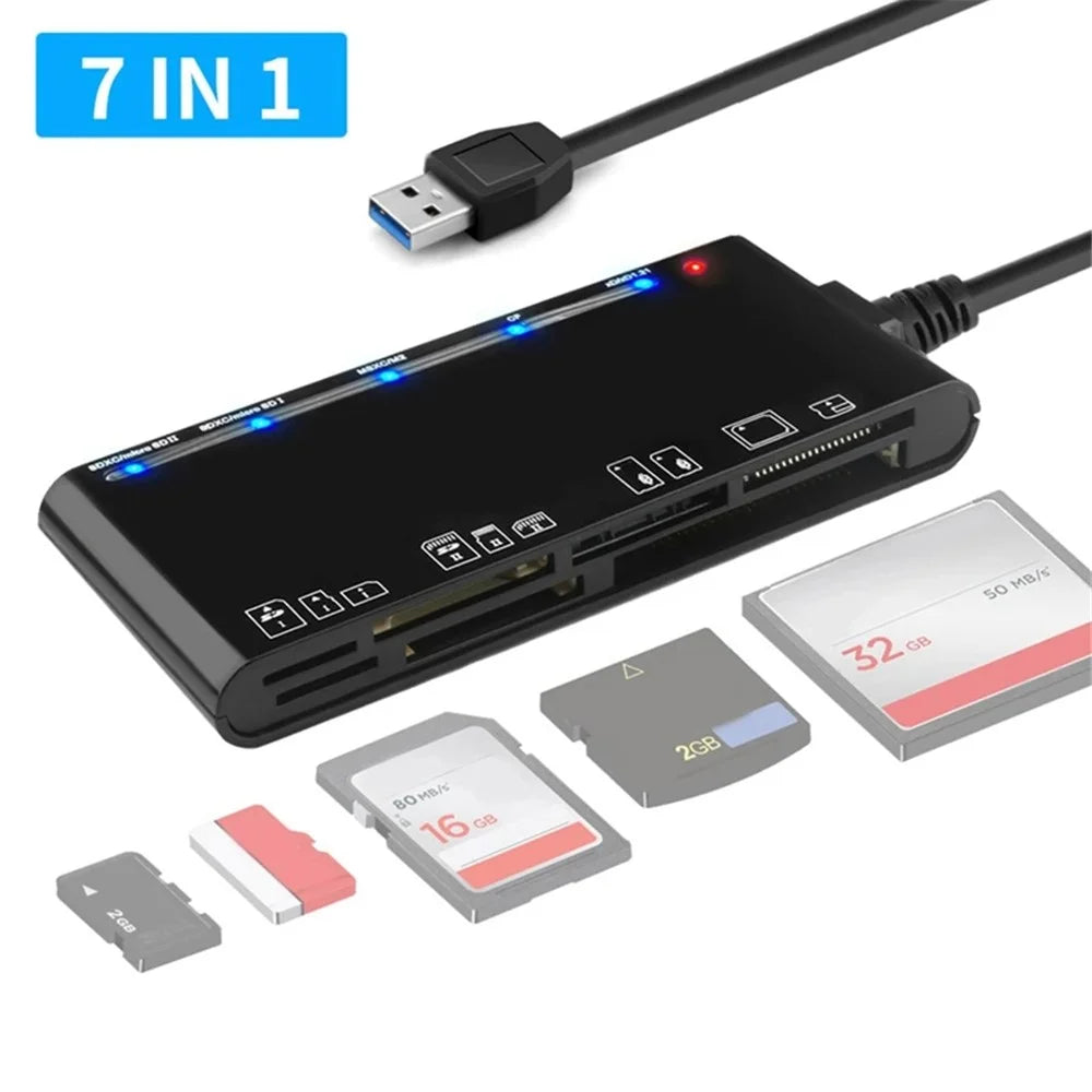 CR7 USB 3.0 Multifunctional Card Reader CF XD MS SD TF Card Reader for Mac / Windows / Linux - 1