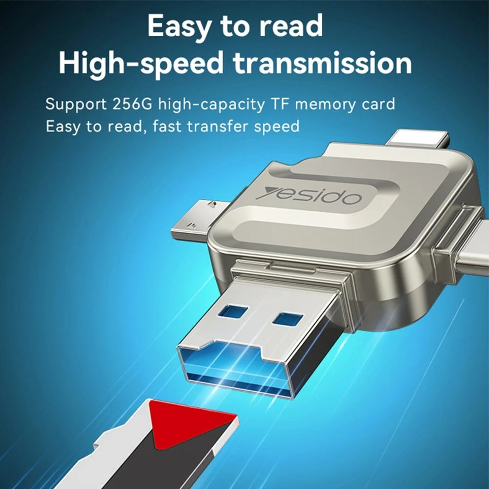 YESIDO GS23 USB 3.0 High Speed Card Reader 4 in 1 TF Card Reader Portable Memory Card Adapter - 5