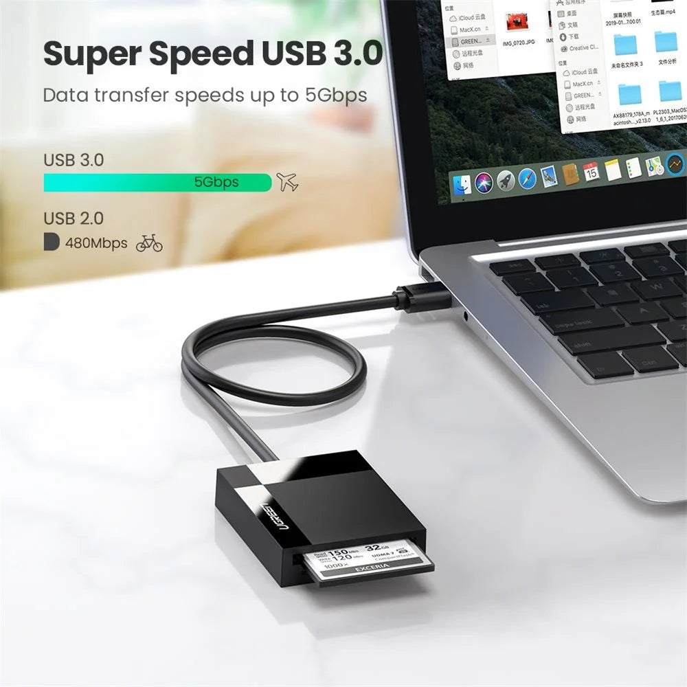 UGREEN 4 in 1 USB 3.0 SD/TF Memory Card Reader CF MS Compact Flash Card Adapter for Laptop - 2