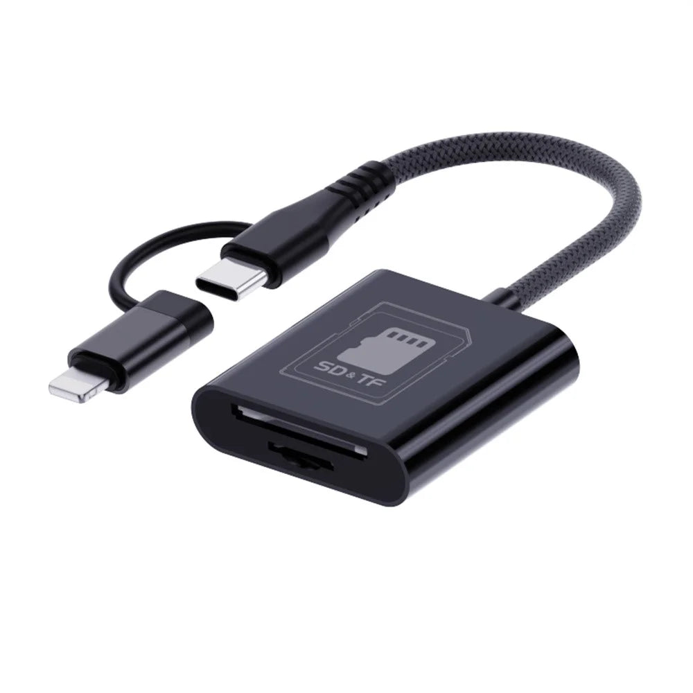 8Pin + Type-C 2 in 1 Card Reader for TF / SD Cards Supports Up to 2TB Compatible with iOS / Android - 2