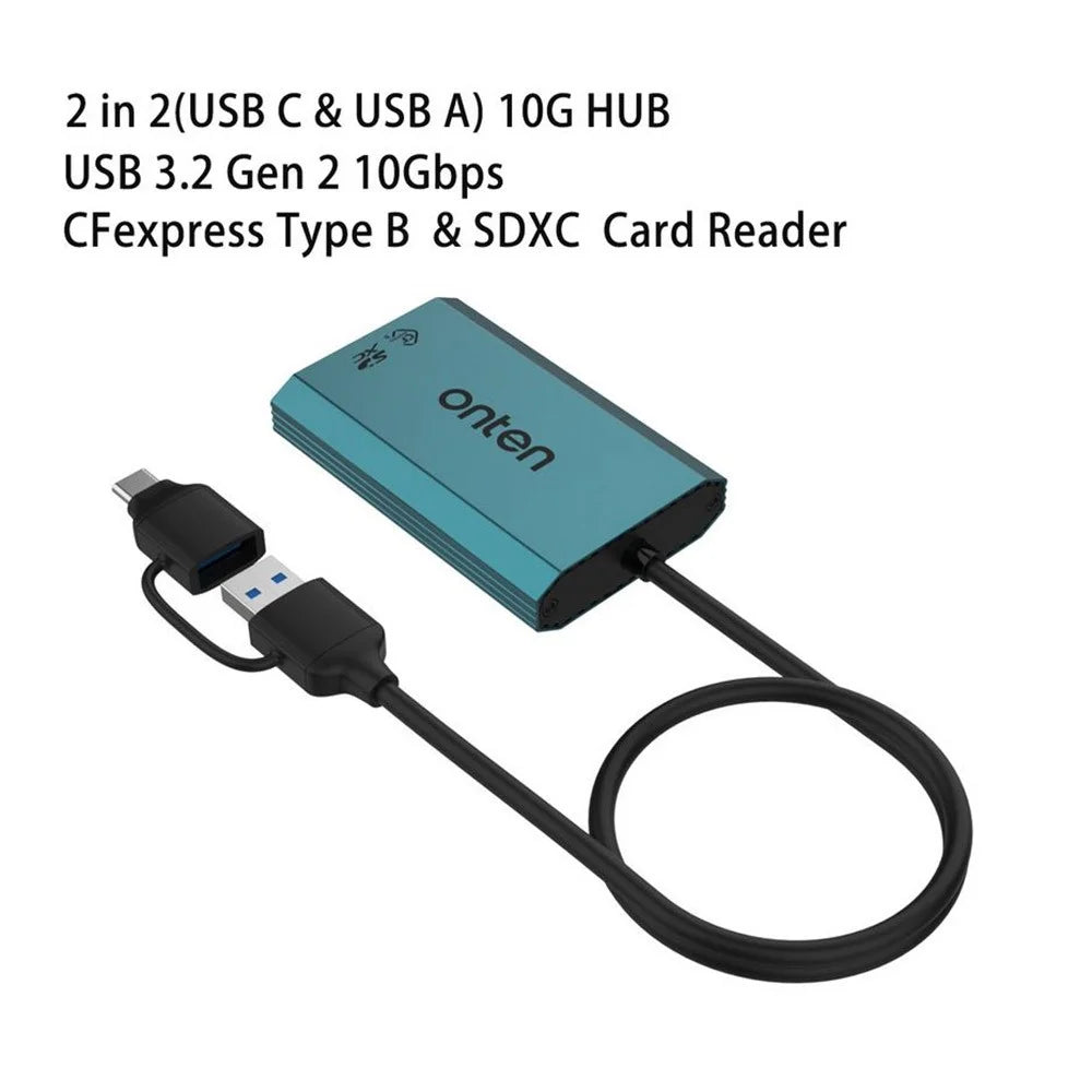 ONTEN OTN-P2 USB-C / USB3.0 UHS2 Dual Card Reader Cfexpress Type-B SDXC High-Speed Data Transfer Adapter - 2