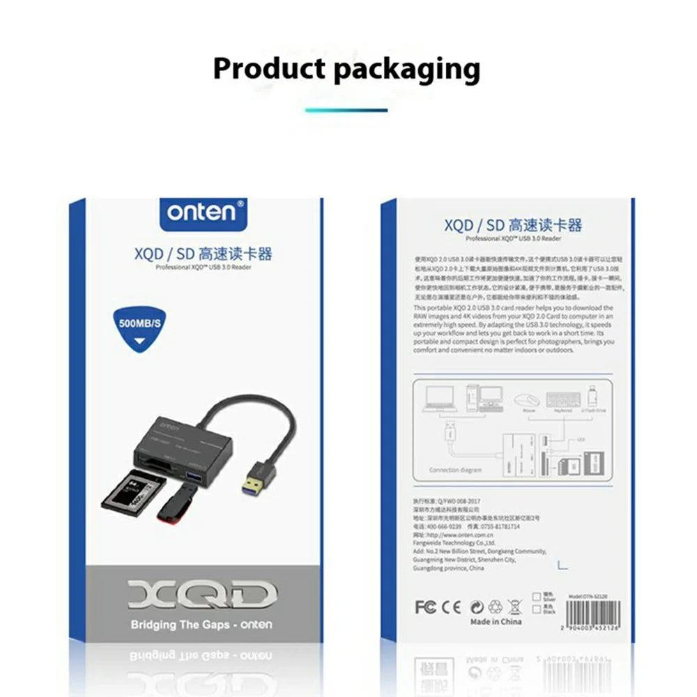 ONTEN 5212B USB3.0 to XQD SD USB3.0 Memory Card Reader Aluminum Alloy Adapter - 6