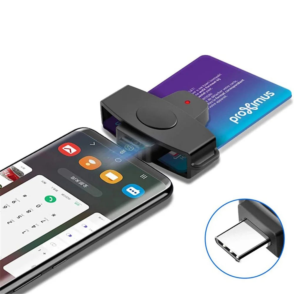 ROCKETEK CSCR3 Type-C Smart CAC Card Reader IC ID SIM Bank Card Adapter for Laptop Android Phone - 1