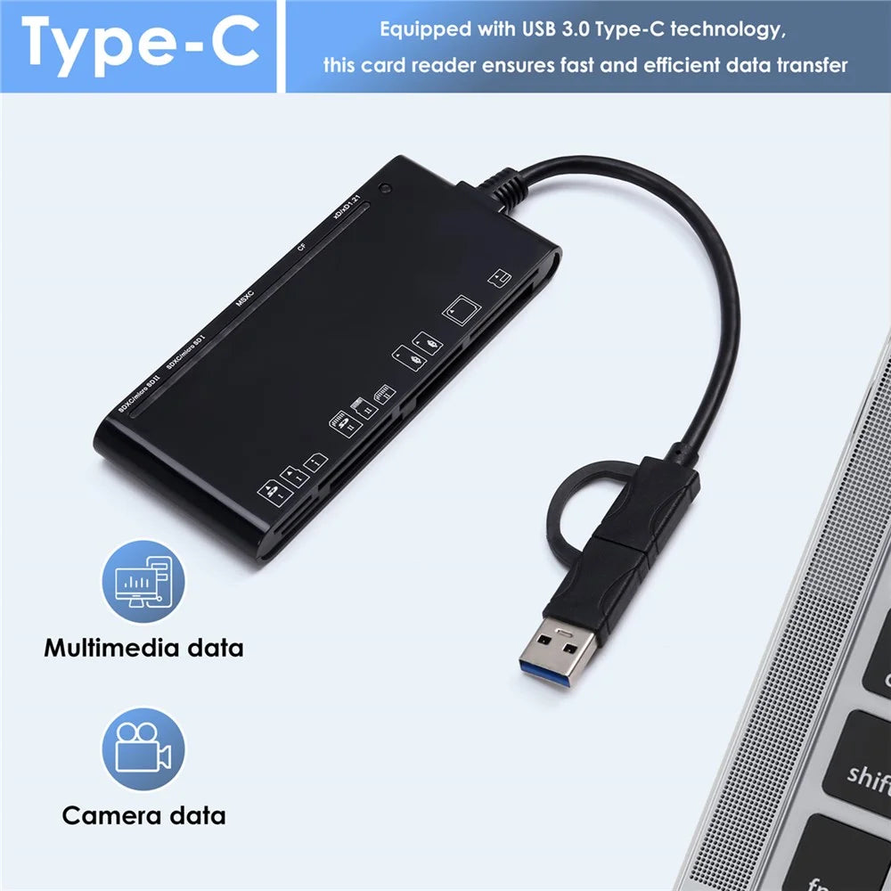 CR7 Type-C / USB 3.0 Multi-Function Card Reader CF / XD / MS / SD / TF Memory Card Reader for Phone Tablet Laptop PC - 2