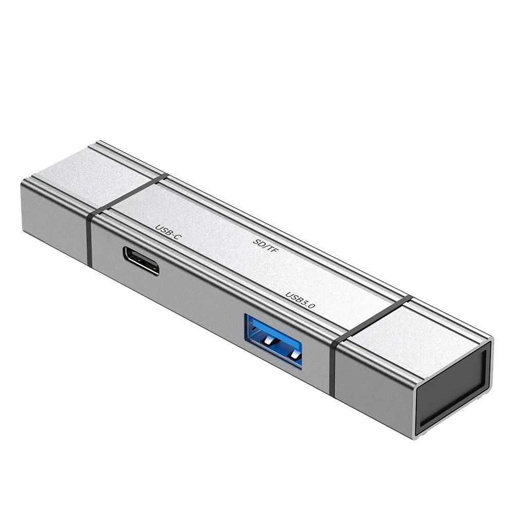 2607 4 in 1 USB-C USB 3.0 Card Reader SD TF Memory Card Adapter for Laptop Phone - Silver - 7