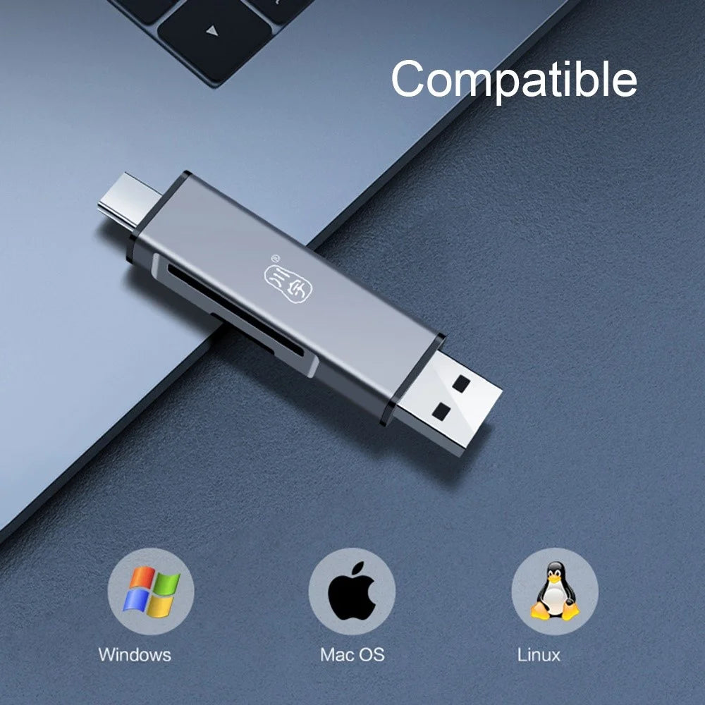 KAWAU C350TDUO USB3.0+Type-C Card Reader Portable Mobile Phone OTG Card Reader Support SD / TF Card Reading - 6