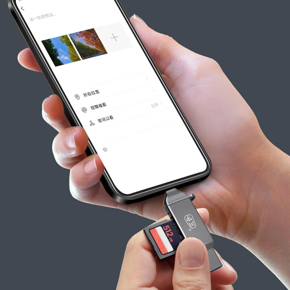 KAWAU C371 USB 3.0+Type C Portable Card Reader for SD TF MicroSD PC / Laptop / Smart Phone / Tablet - 4
