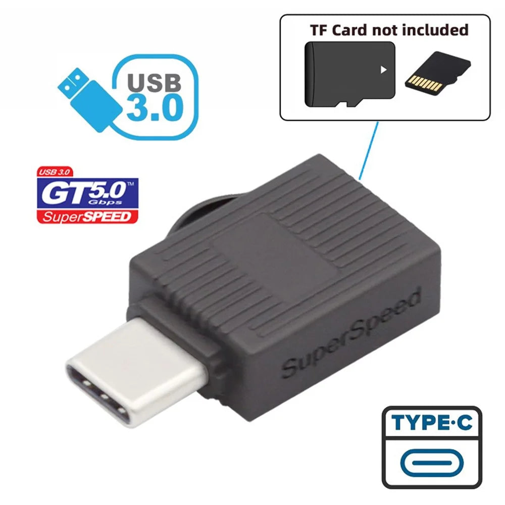 UC-137 USB3.0 Type-C Plug TF Memory Card Reader High Speed Phone Table Laptop Data Transfer Adapter - 2