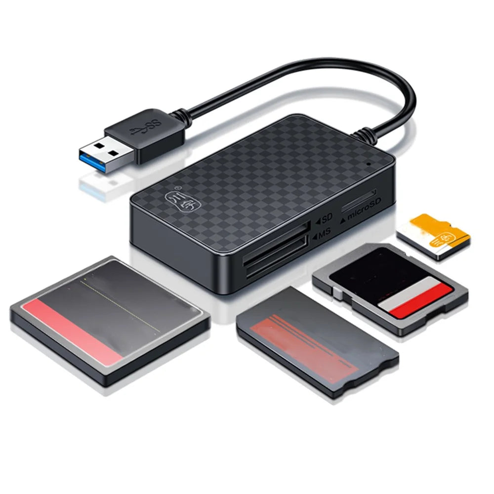 KAWAU C366 USB3.0 Card Reader Multi-Port CF / TF / SD / MS Card Reader with 15cm Cable (Single Drive Letter Display) - 2