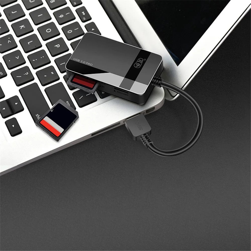 KAWAU C369DUO USB3.0 Card Reader Adapter Support CF / TF / SD / MS Portable 4-in-1 Cabled Card Reader - 3