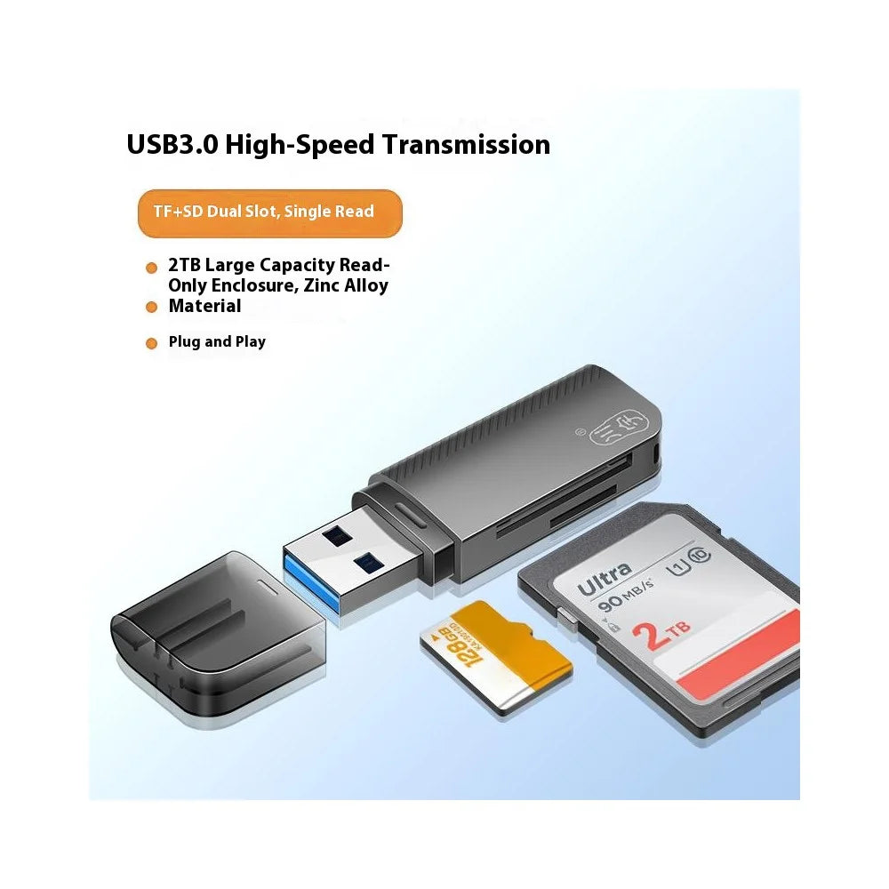 KAWAU C370 USB3.0 SD+TF 2-in-1 Card Reader Portable Mini Metal Card Reader with Single Drive Letter - 2