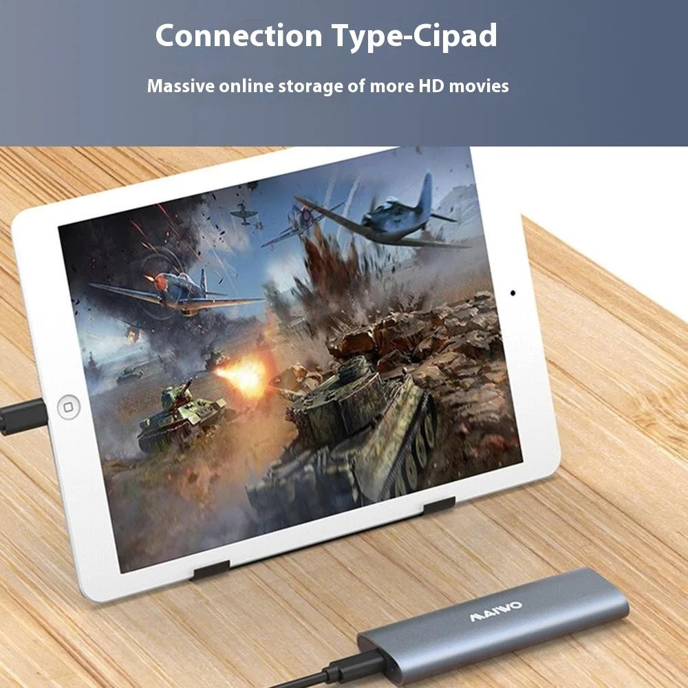 MAIWO K1689P M.2 Dual Protocol NVME / SATA External Enclosure Type-C Aluminum M.2 SSD Portable Hard Drive Case - 4