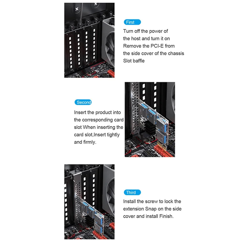 ACASIS PE031 PCI-e 1 to 4 PCI-express Riser Card PCI-E 1X to External 4 PCI-e USB 3.0 Adapter Multiplier Expansion Card - 6