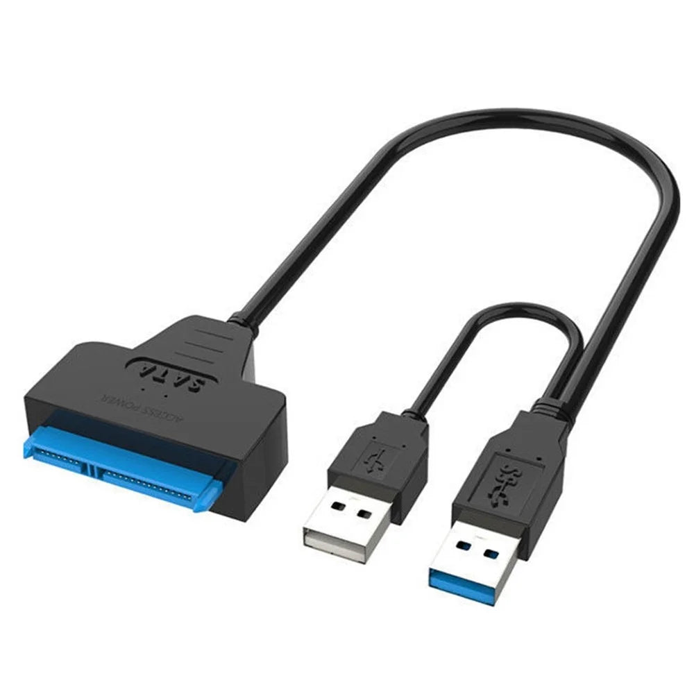 XCF-YQ001 Dual USB to 3.5'' 2.5'' Hard Drive Adapter Cable USB to SATA Convertor Line with Power Port for Laptop Desktop Computer SATA Disk Data Transfer - 1