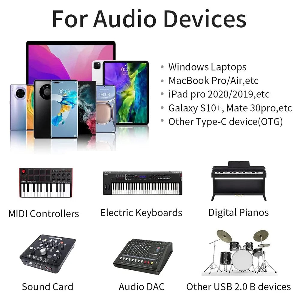 JUNSUNMAY 1Pc Type-C Female to USB 2.0 B Aluminum Alloy Converter for Electric Piano / Printer / Camera - 4