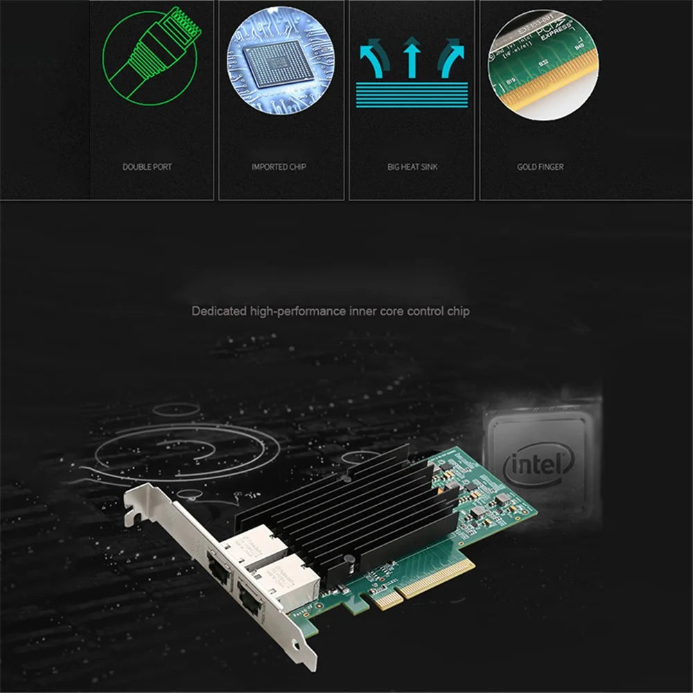 TXA099 Intel X540 Dual Port Network Card 10Gbps PCI-E X8 Server Ethernet Card - 6