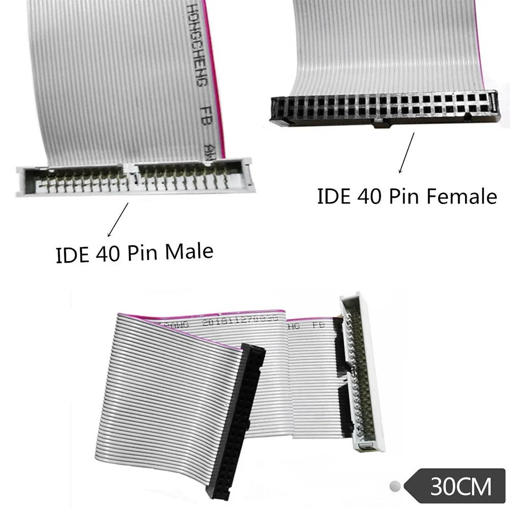 JUNSUNMAY 30cm 40Pin IDE Extension Cable Male to Female Hard Drive Cable for 3.5-inch IDE HDD  /  5.25-inch CD DVD - 2