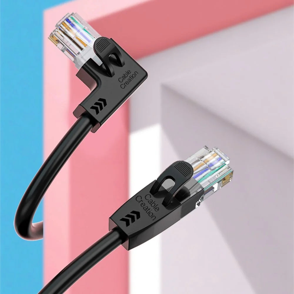 CABLECREATION 1.8m 10Gbps High Speed Cat6 Ethernet Cable Gigabit LAN Cable RJ45 Connector Internet Network Patch Cord - Right Angle - 2