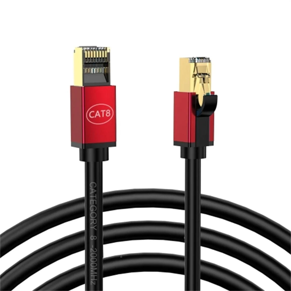 2m CAT8 Ethernet Cable Home Office 40Gbps 2000MHz High Speed Network Cable - Red - 1