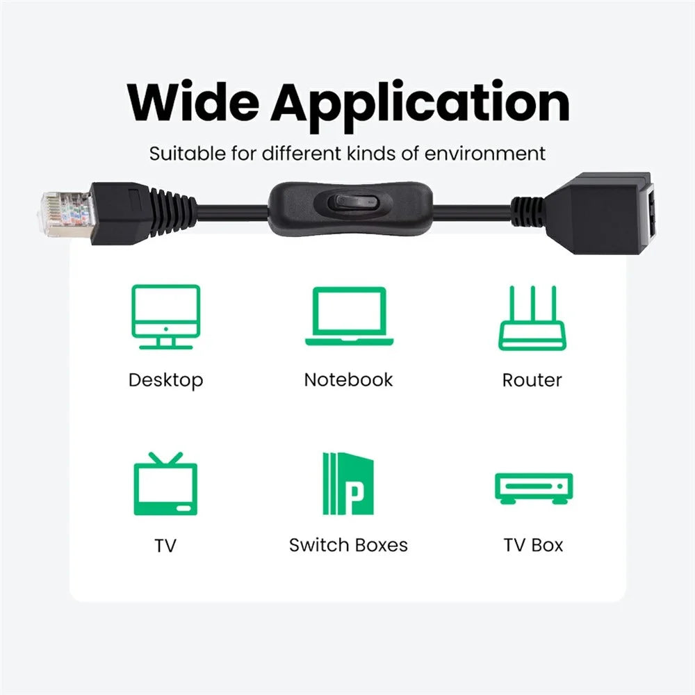 UT-025-0.6M RJ45 CAT6 8P8C STP UTP Male to Female Extension Cable with 304 Singal Switch Ethernet Network Patch Cord - 5