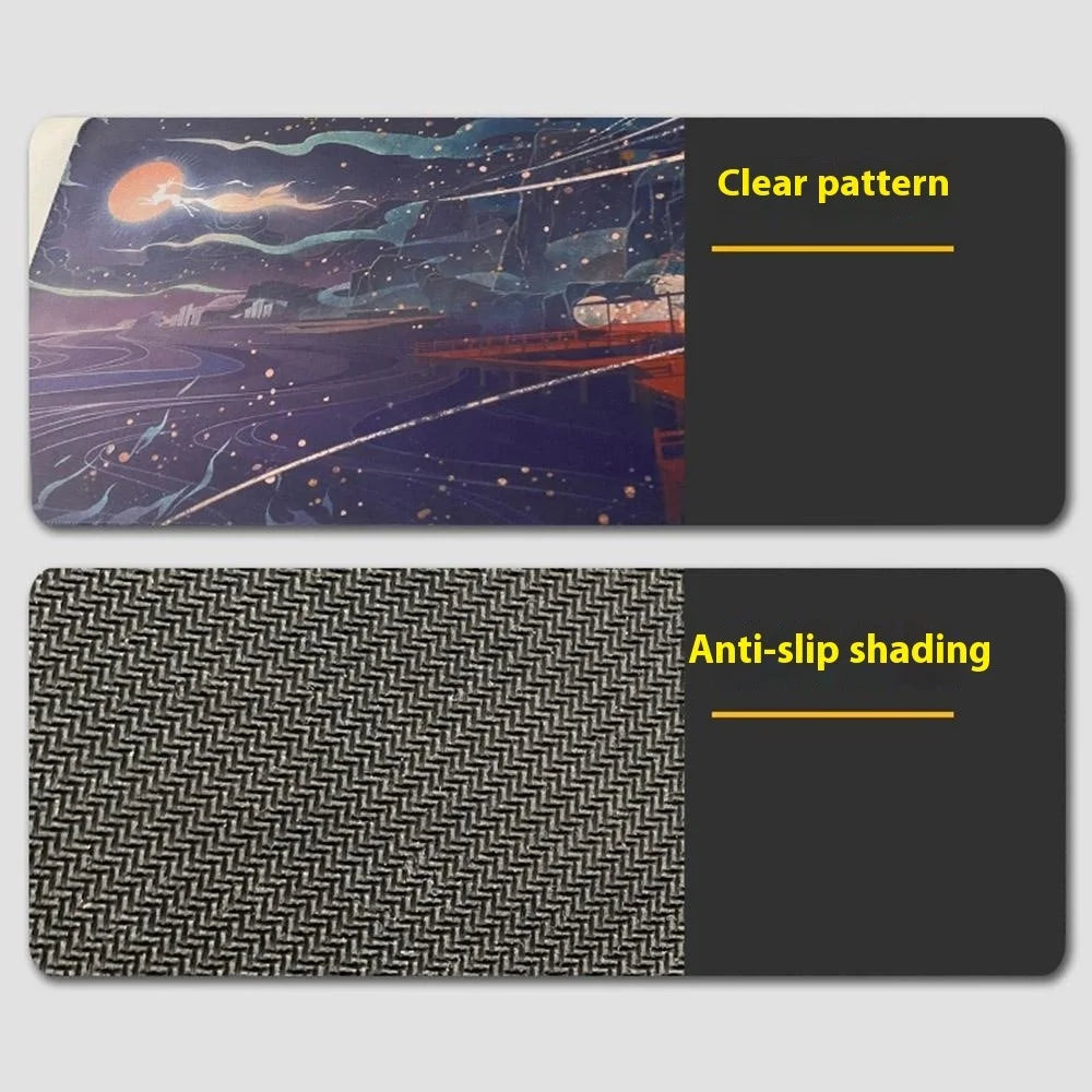 DLS-001 Minimalist Mouse Pad Desk Mat 800 x 300 x 2mm Non-Slip Rubber Gaming Mousepad, Black Edge - Style A - 2