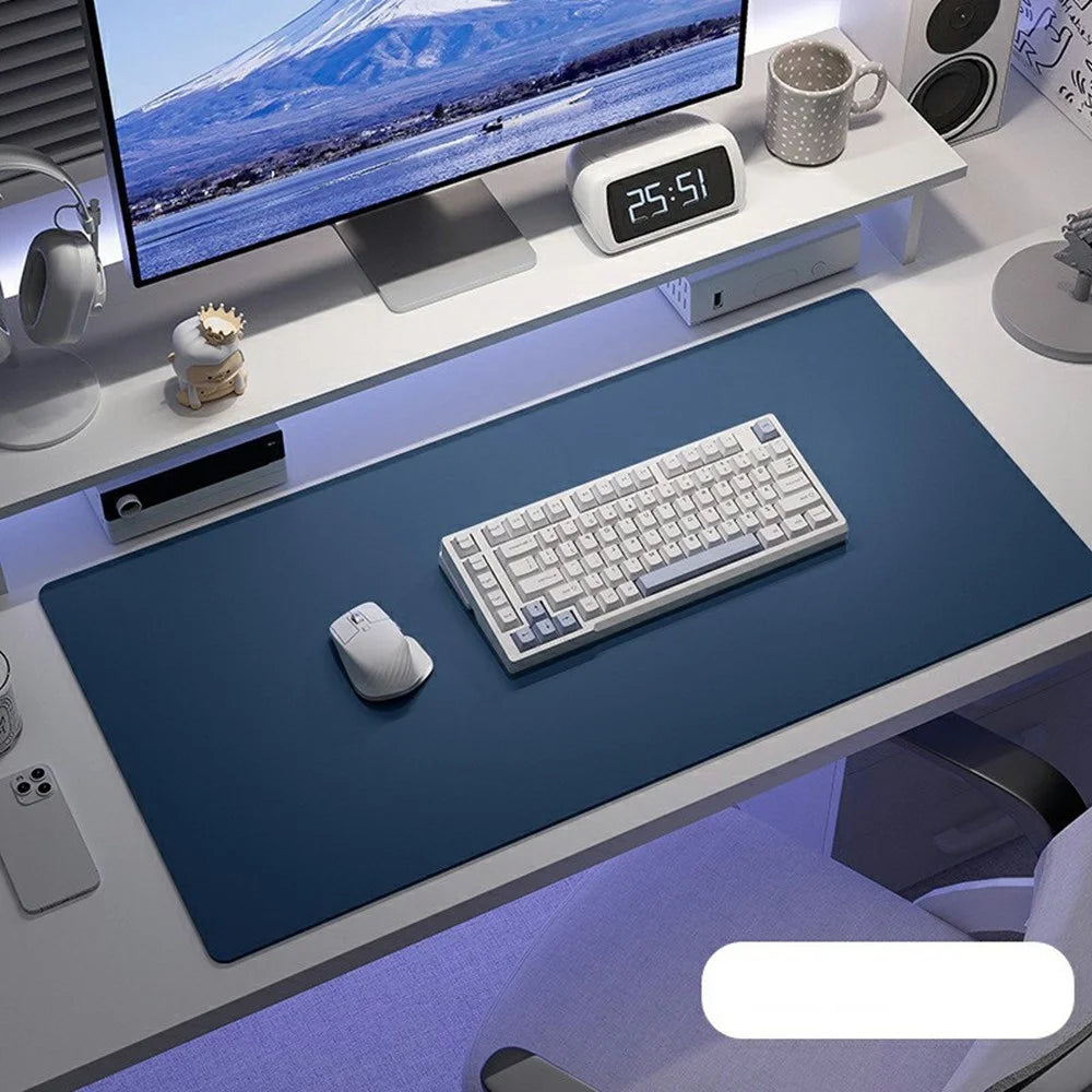 40 x 90cm Waterproof Stain Resistant Mouse Mat 1.7mm PU Leather Gaming Mouse Pad for Home / Office - Navy Blue - 1