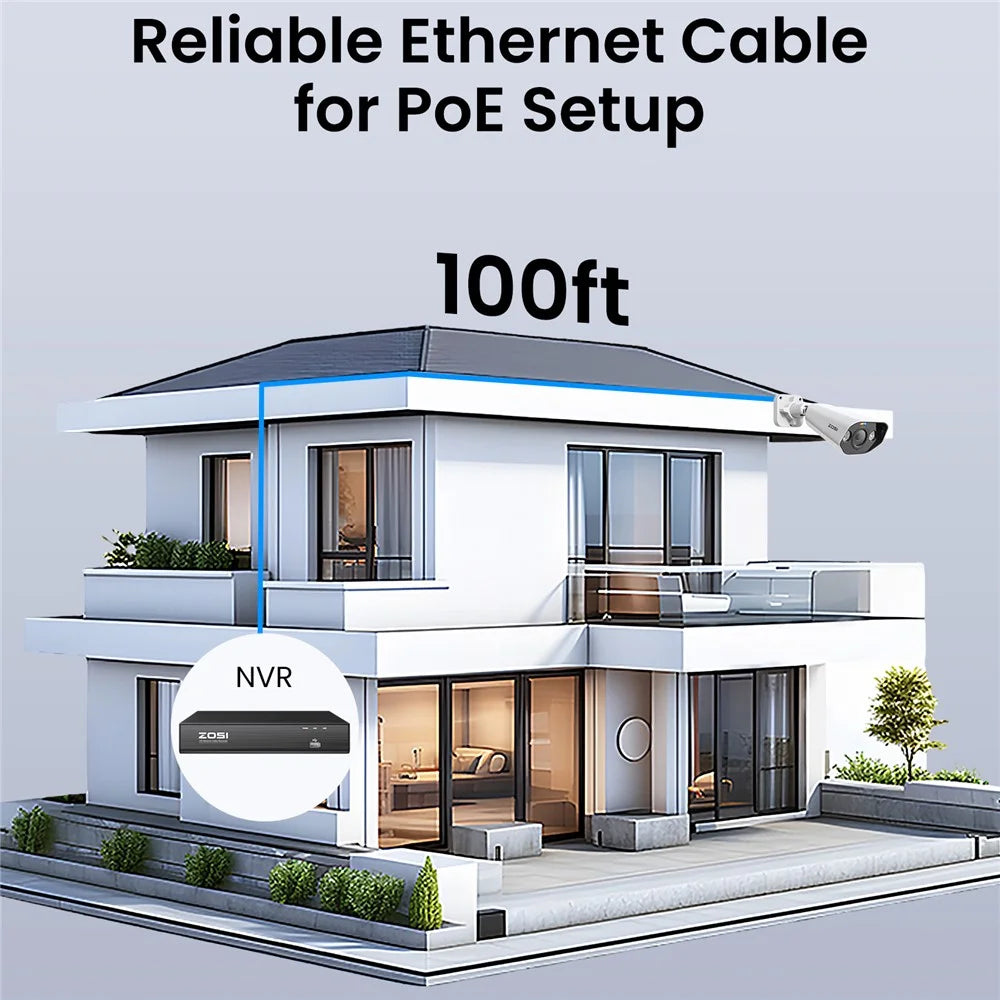 ZOSI Cat5e 150FT Ethernet Cable High Speed Network RJ45 Wire for POE Security Cameras  /  Poe Switches  /  Routers  /  Laptops - 4
