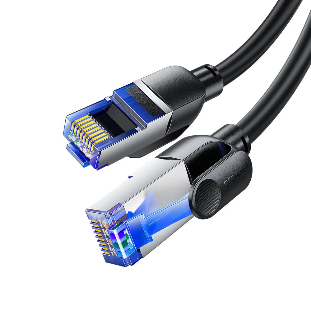 ESSAGER EXCWXY-JH01-P 3m CAT8 Ethernet Round Cable Home Office 40Gbps 2000MHz for Laptop Modem Router - Black - 4