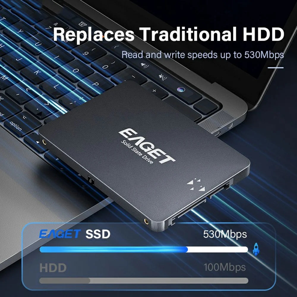 EAGET S205 1TB 2.5 Inch SATA III SSD Disk Case Internal Solid State Hard Drive Enclosure for Laptop Desktop Computer - Black - 4