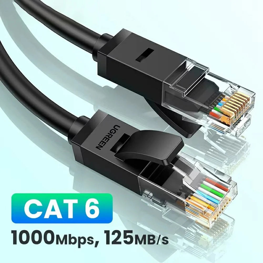 UGREEN NW102 20160 2m Cat6 Ethernet Cable 1000Mbps High Speed RJ45 Network Cable - Black - 2