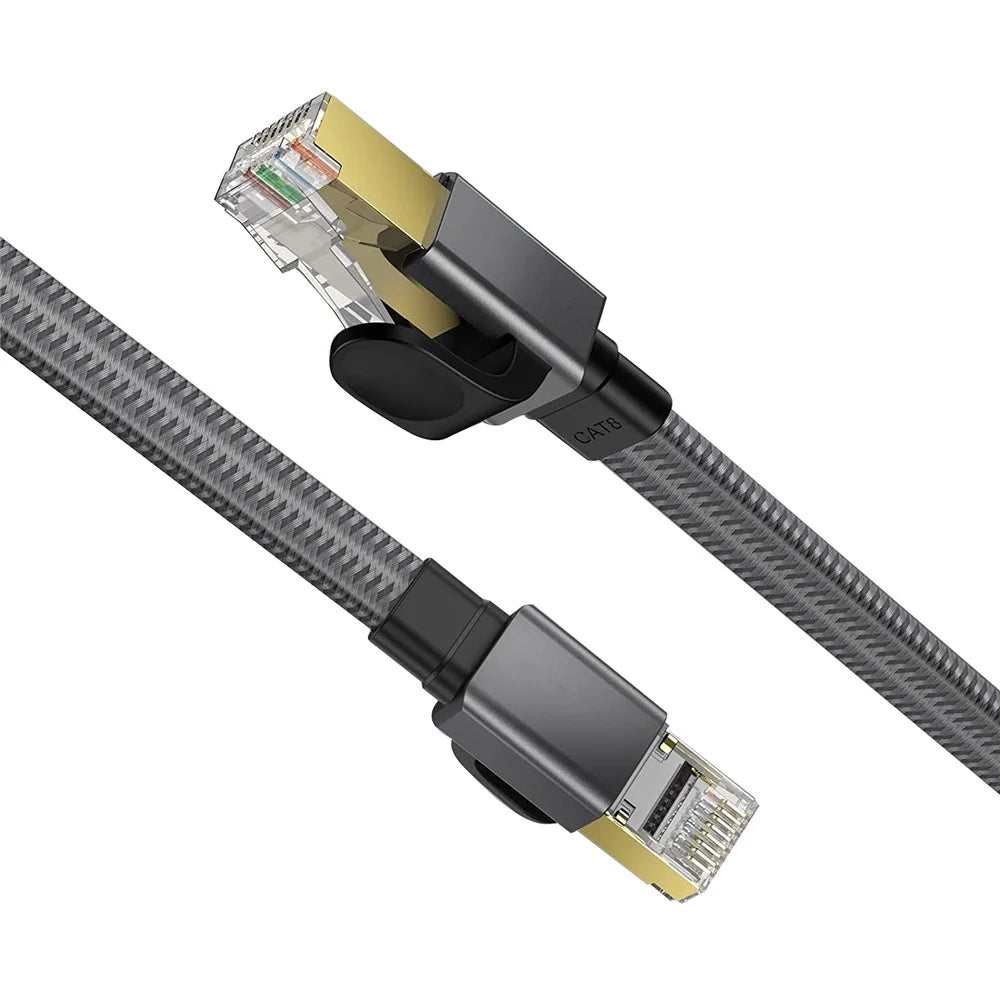 10m 40Gbps 2000Mhz SFTP Patch Cord Cat8 Flat Ethernet Cable Cat8 LAN Network Cable with Gold Plated RJ45 Connector - 1