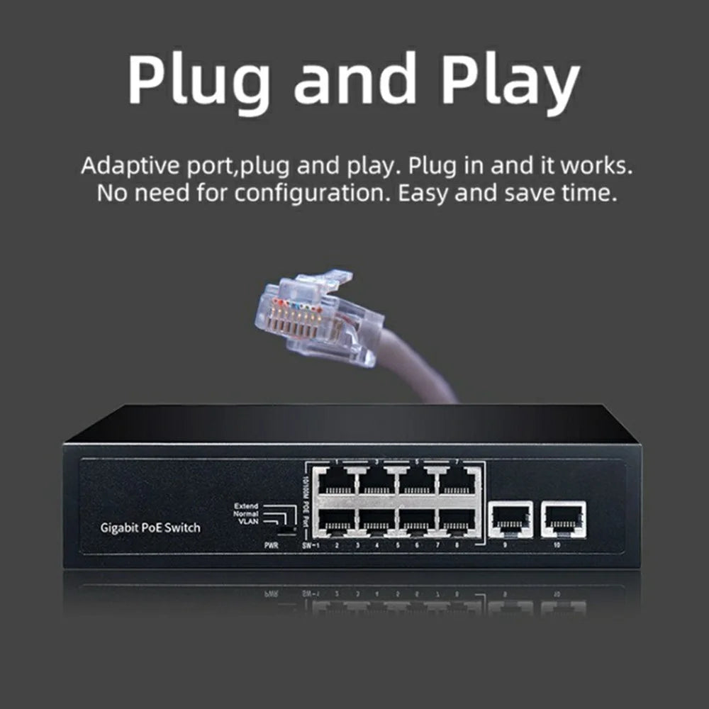 COMFAST CF-SG181P 10 Ports Gigabit Ethernet POE Switch 20Gbps Backplane Bandwidth Network Splitter - 2