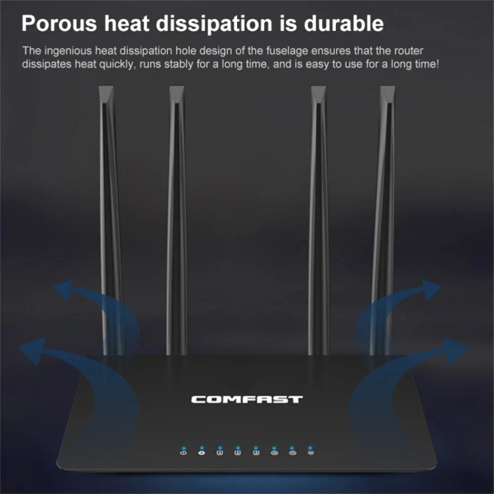 COMFAST WR619AC V2 1200Mbps Dual Band Wireless Router WiFi Repeater with 4 High Gain Antennas - 5