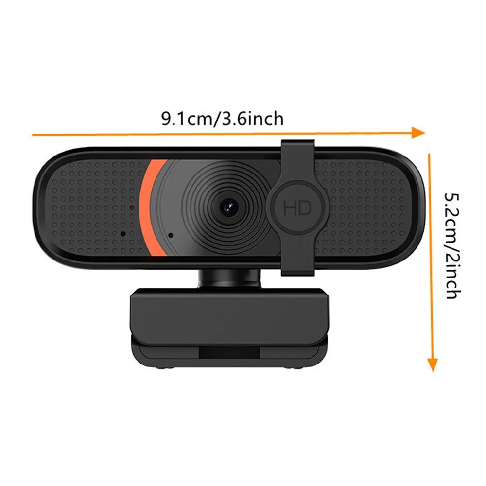 L58 1080P HD USB Webcam for Computer Built-in Microphone Autofocus Camera with Privacy Cover - Black  /  Orange - 6