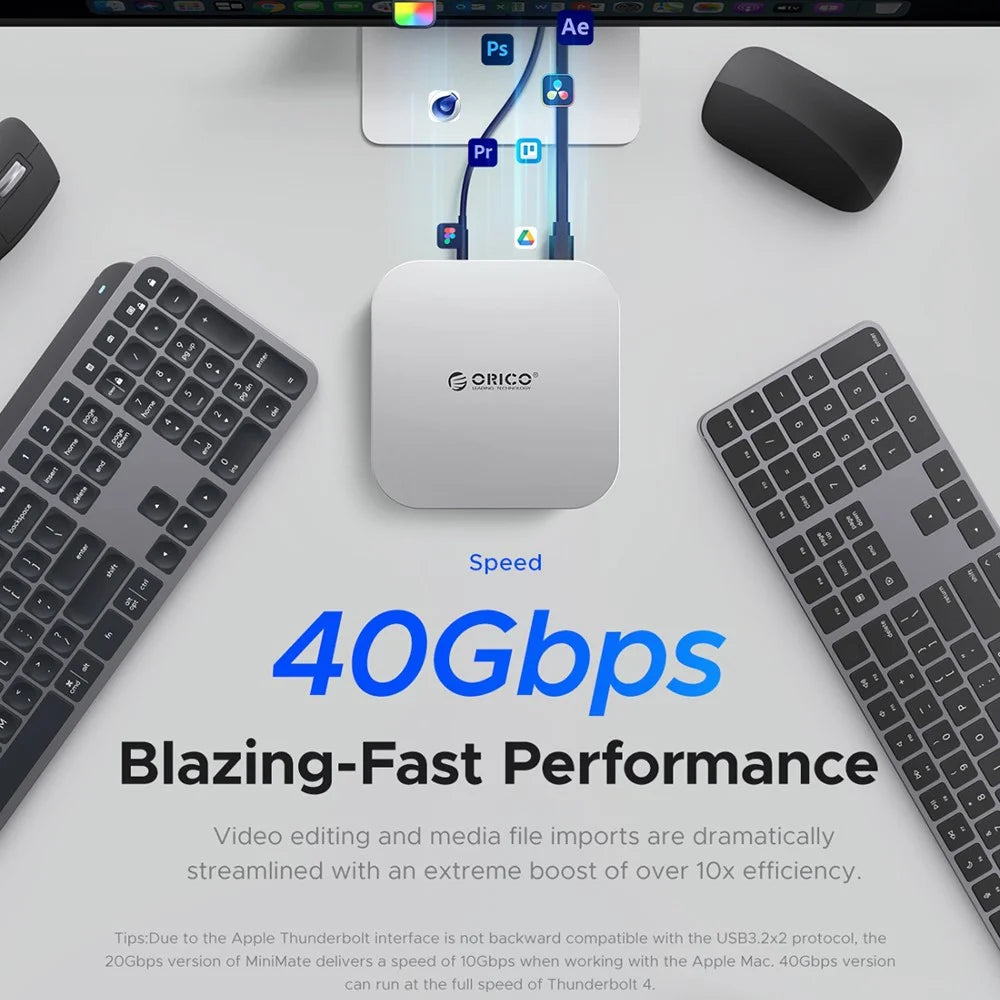 ORICO M4PRO MiniMate 1TB Desktop Hard Drive External SSD 40Gbps Read Write Speed for Windows  /  Linux  /  Mac  /  HarmonyOS  /  Android - White  /  UK Plug - 4
