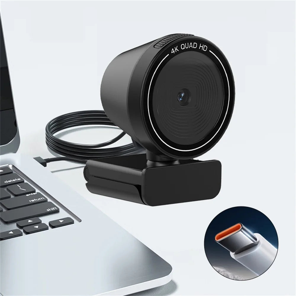 L5311 4K Ultra HD Computer Webcam with Remote Control Type-C Interface Auto Focus Camera with Rotating Base - Black - 3