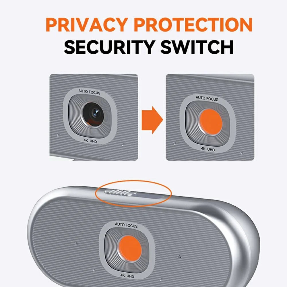 L60 4K USB Webcam Driver Free Auto Focus Camera High Definition Cam for Meeting Streaming - Silver - 5