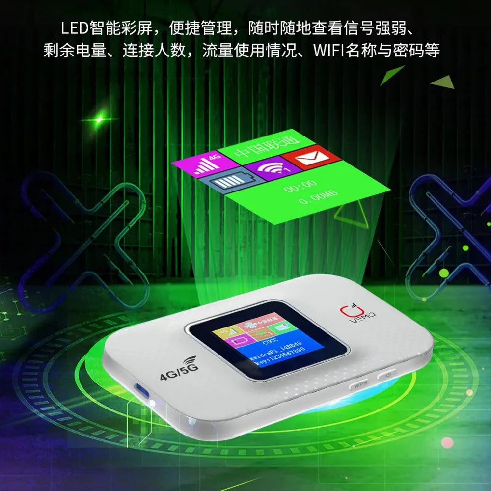 VEMO E5783-Plus Portable 4G WiFi Router LCD Display 3000mAh SIM Card Wireless Router Hotspot - White - 5