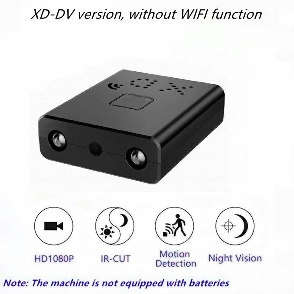 XD Ultra Mini Camera with 32GB TF Card + Card Reader 1080P HD Video Recorder Night Vision Motion Detection for Home Security - Black - 2