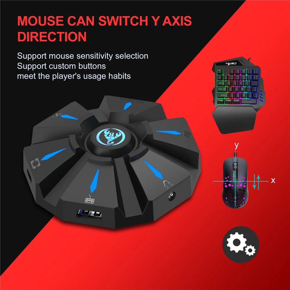 HXSJ P9 Controller Gaming Keyboard Mouse Converter Adapter with LED Light for PS4/PS3/Xbox One - 7