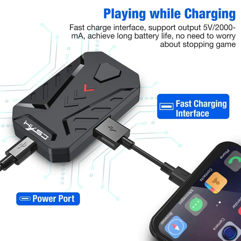 HXSJ P8 Wired Keyboard Mouse Converter Portable Mobile Gaming Keyboard and Mouse Adapter with 3 USB Ports for Android Phones - 5