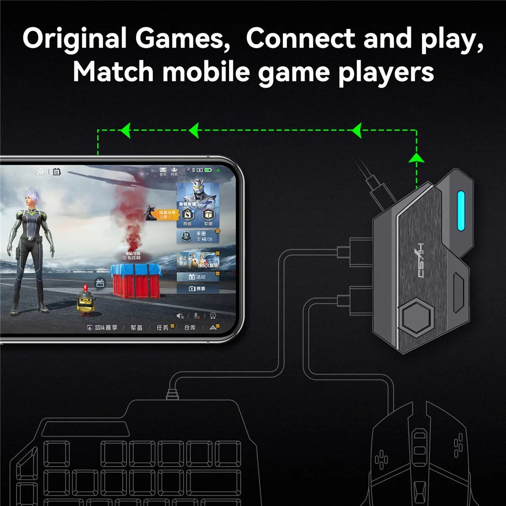 HXSJ Portable Mobile Phone Game Wired Keyboard Mouse Converter Bluetooth-compatible Adapter - 2