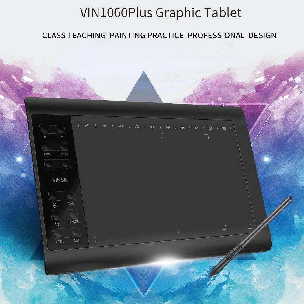 VINSA Digital Tablet Electronic Drawing Plate Hand Drawing Board + Pressure Sensitive Pen with Refills Hand-feeling Film Kit Set for Mobile Phone Computer Laptop - 2