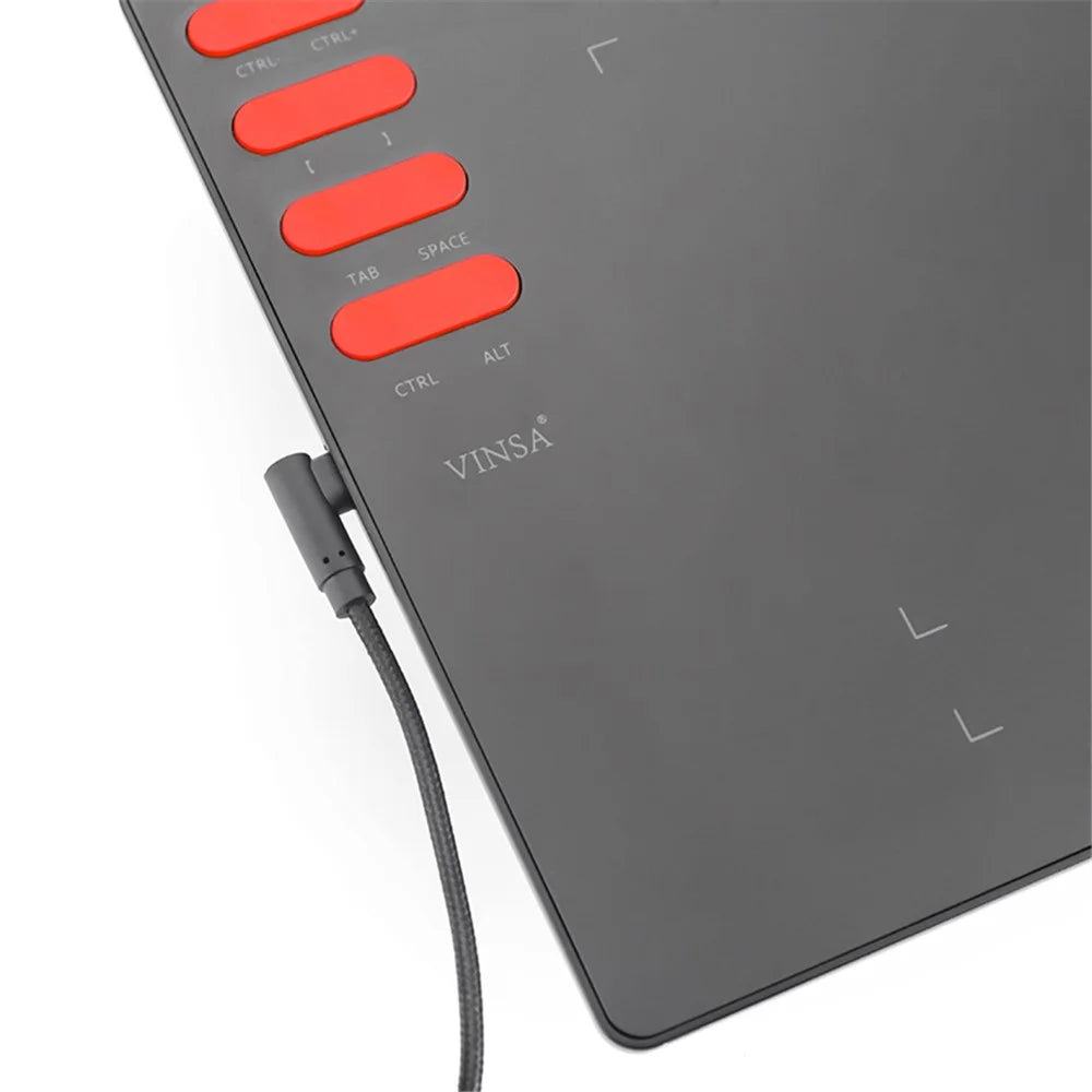 VINSA T505 Hand Drawing Board Digital Tablet with Shortcut Keys + Pressure Sensitive Pen Spare Refills OTG Adapter Set for Mobile Phone Computer Laptop - 5